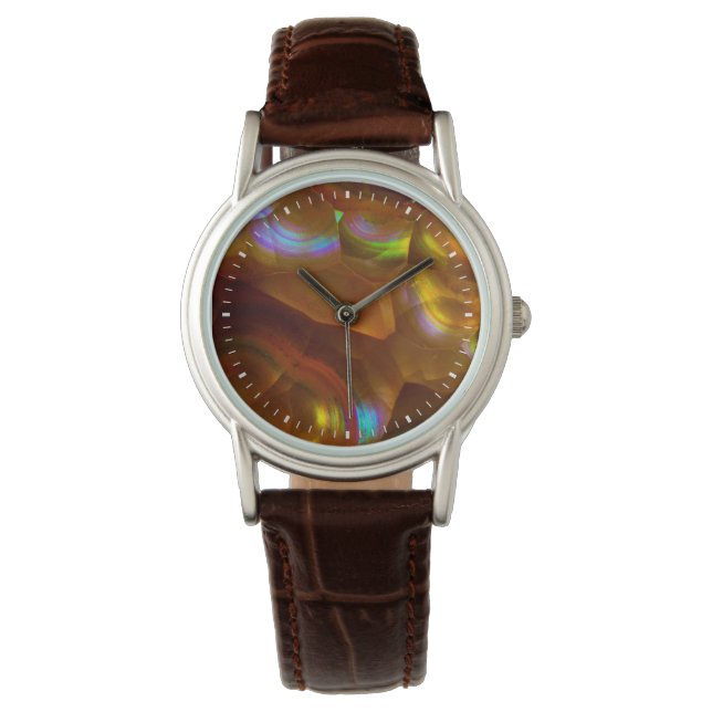 Iridescent orange fire opal watch (Front)