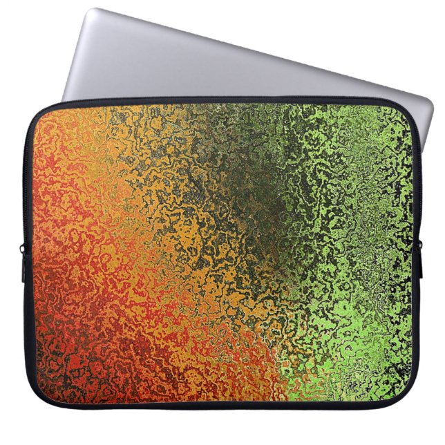 Iridescent Orange & Green Laptop Sleeve (Front)