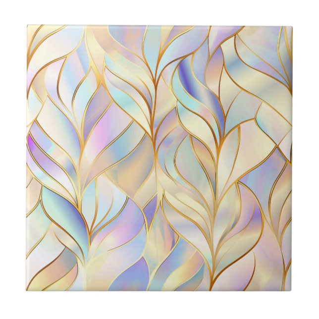 Iridescent Pastel Abstract Ceramic Tile (Front)