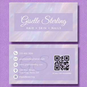 Iridescent Pastel Faux Opal Holographic Stone Business Card