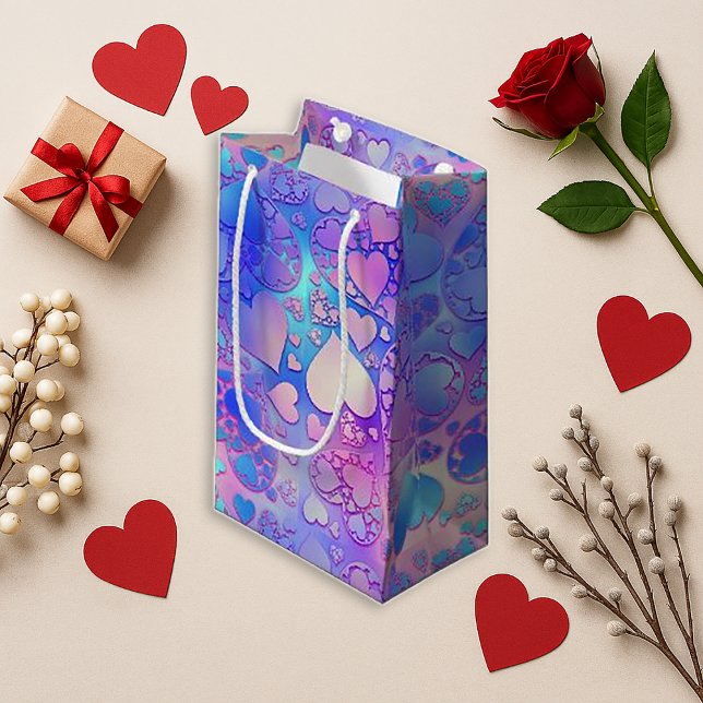 Iridescent Pastel Kawaii Heart Pattern Design Small Gift Bag (Creator Uploaded)