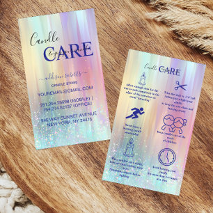 Iridescent Pastel Luxury Candle Care Business Card