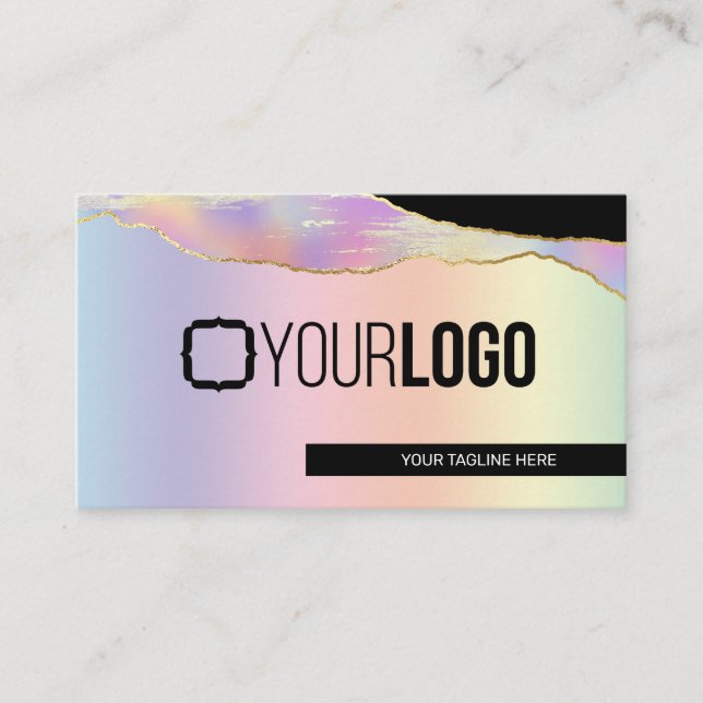 Iridescent Pastel Rainbow Glam Any Service  Busine Business Card (Front)