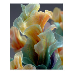 Iridescent Pastel Rainbow Glass Petals Fantasy Art Poster
