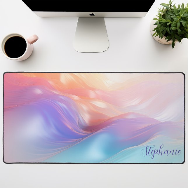 Iridescent Pastel Silk Waves Desk Mat (Creator Uploaded)