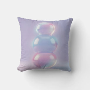 Iridescent Pastel Stacked Spheres Dreamy Cushion