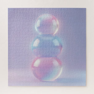 Iridescent Pastel Stacked Spheres Dreamy Jigsaw Puzzle