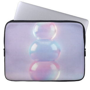Iridescent Pastel Stacked Spheres Dreamy  Laptop Sleeve