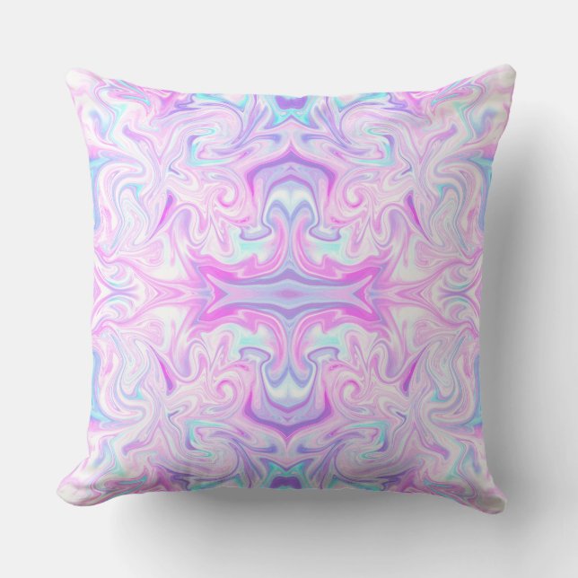 Iridescent Pastel Swirl Abstract Pattern Design Cushion (Front)