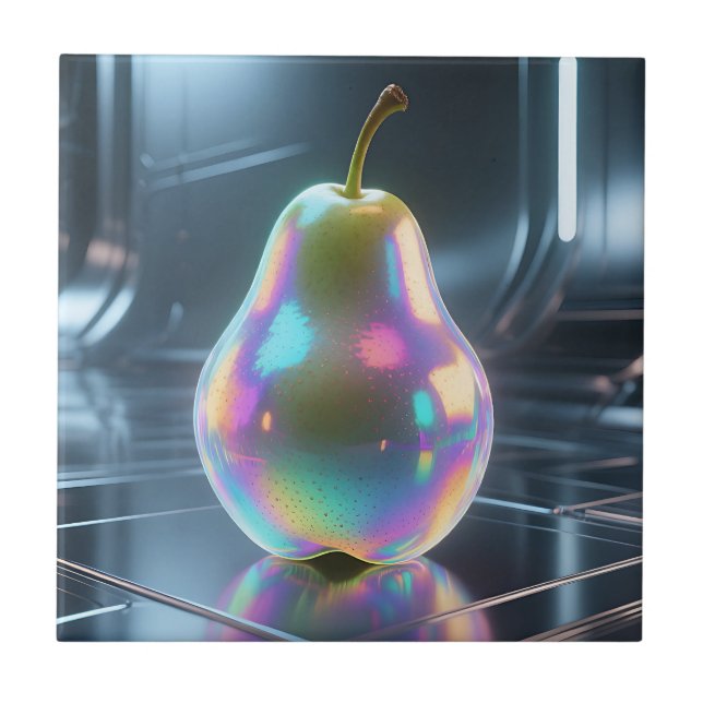 Iridescent Pear Futuristic Tile (Front)