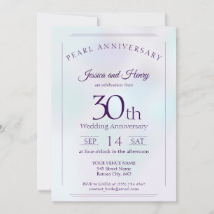 Iridescent Pearl 30th wedding anniversary Invitation