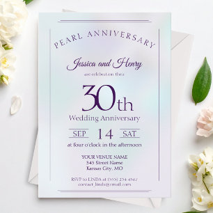 Iridescent Pearl 30th wedding anniversary Invitation