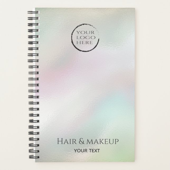 Iridescent pearl holographic custom logo planner (Front)