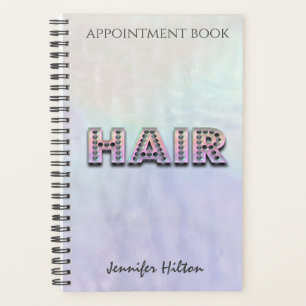 Iridescent pearl holographic hair appointment book planner