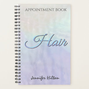 Iridescent pearl holographic hair appointment book planner