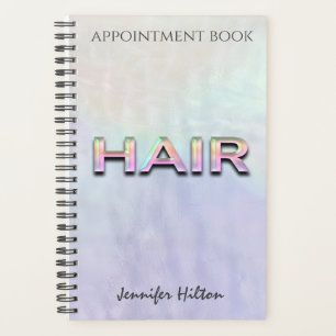 Iridescent pearl holographic hair appointment book planner