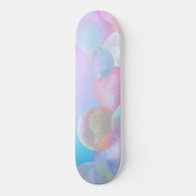 Iridescent Pearl Rainbow Bubbles Skateboard (Front)