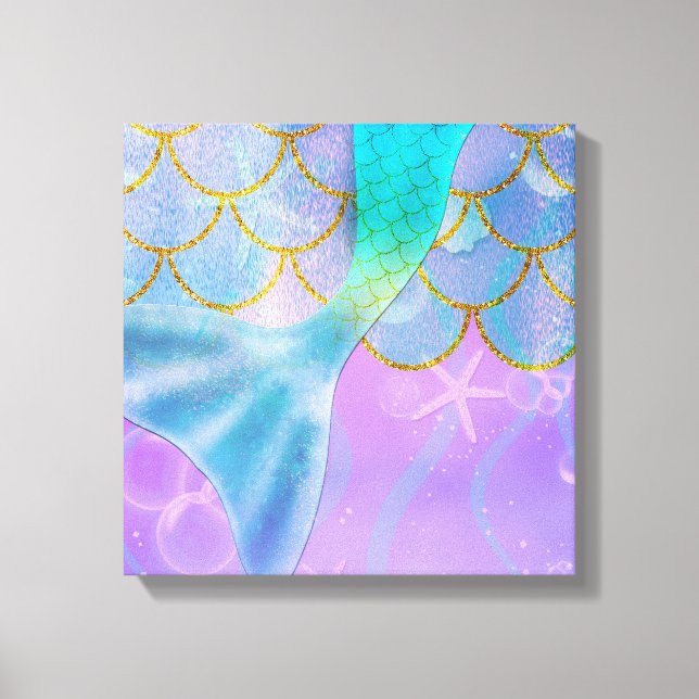 Iridescent Pearl Shimmer Sparkle Mermaid Tail Canvas Print (Front)