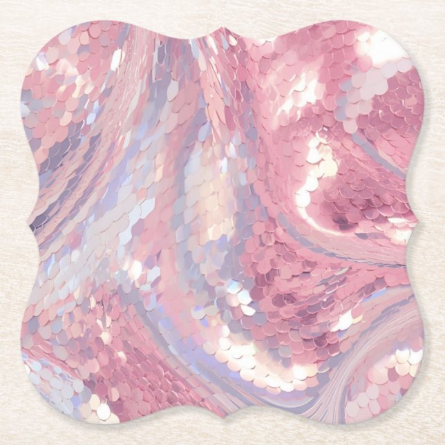 Iridescent Pink and Purple  Paper Coaster (Front)