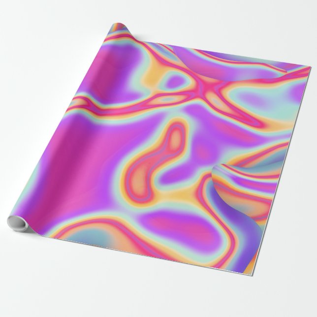 Iridescent Pink Fluid Texture 6 Wrapping Paper (Unrolled)