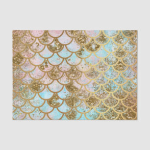 Iridescent Pink Gold Glitter Mermaid Fish Scales Tissue Paper