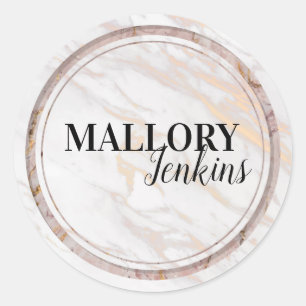 Iridescent Pink Marble Classic Round Sticker