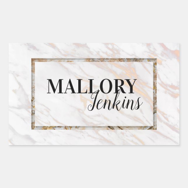 Iridescent Pink Marble Rectangular Sticker (Front)