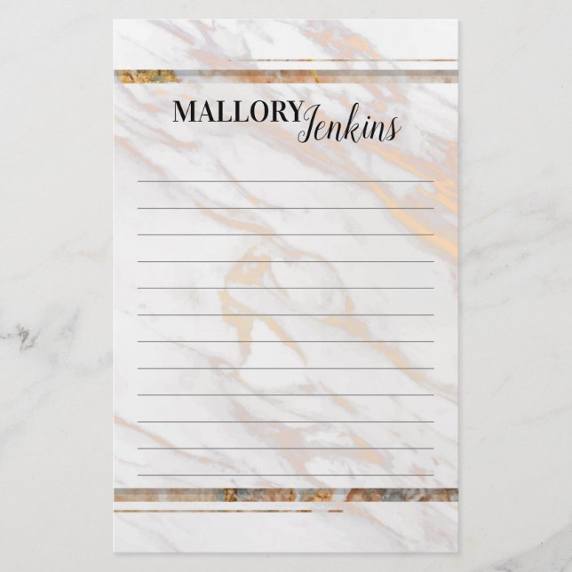 Iridescent Pink Marble Stationery (Front)