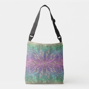 Iridescent Pink Purple Green Gold Mandala Crossbody Bag