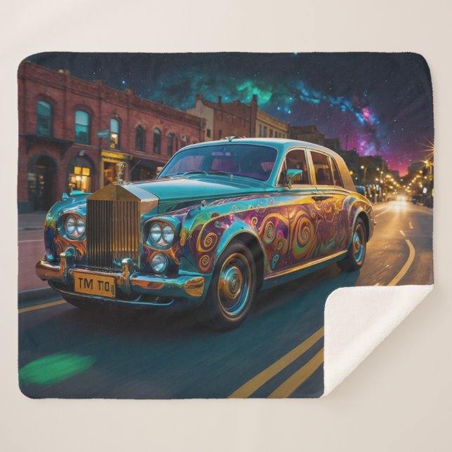 Iridescent Punk Tribal Classic Car Art Sherpa Blanket (Front (Horizontal))