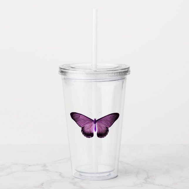 Iridescent Purple Butterfly Acrylic Tumbler (Front)