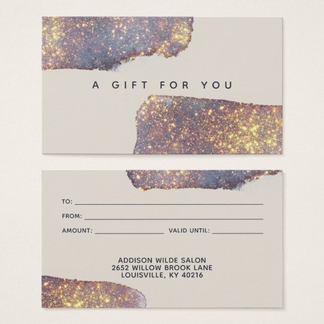 Iridescent Purple Gold Glam Glitter Gift Card (Front & Back)