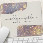 Iridescent Purple Gold Glam Glitter Mouse Mat<br><div class="desc">Iridescent Purple Gold Glam Glitter Mouse Pad. This design features a classy signature script style font set against a beautiful modern iridescent sparkle background. Perfect for a beauty salon,  hair stylist,  makeup artist,  or cosmetologist.</div>