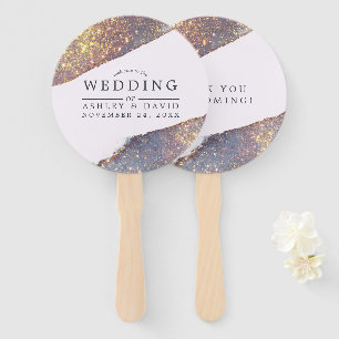Iridescent Purple Gold Glitter Chic Wedding Hand Fan