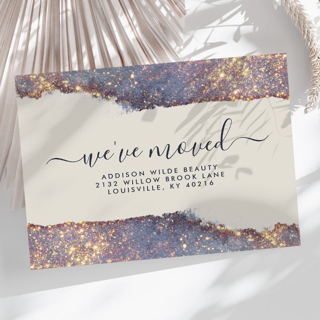 Iridescent Purple Gold Glitter Moving Announcement (Creator Uploaded)