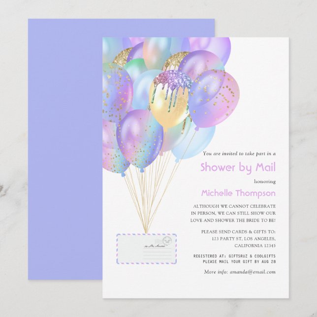 Iridescent Rainbow Baby or Bridal Shower by Mail Invitation (Front/Back)