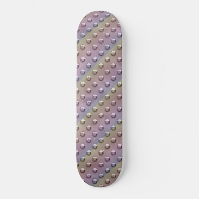 Iridescent Rainbow Dotted Industrial Metal Plate Skateboard (Front)