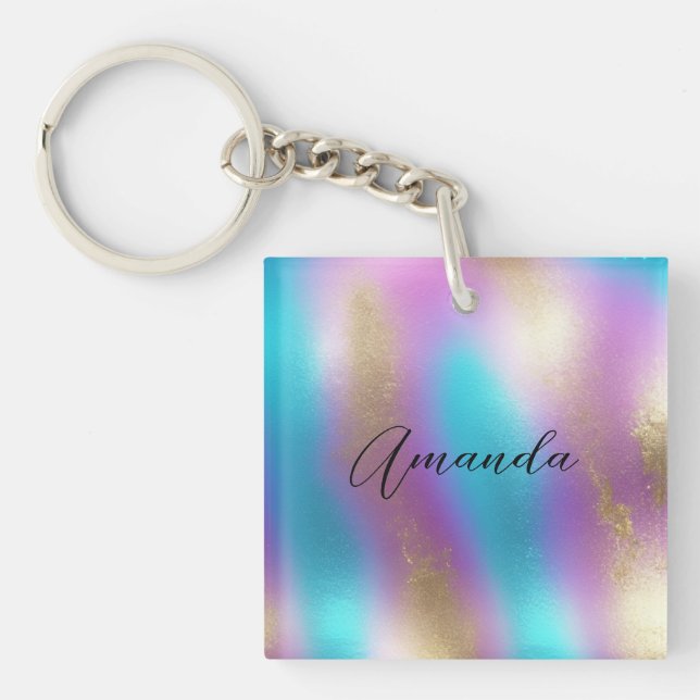 Iridescent Rainbow Glam Key Ring (Front)