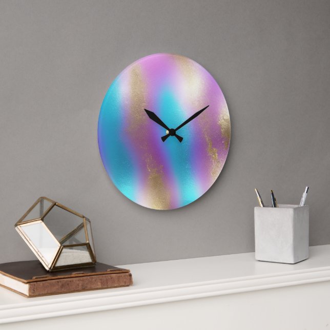 Iridescent Rainbow Glam Large Clock (Office)