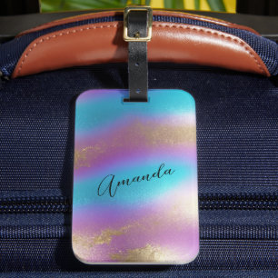 Iridescent Rainbow Glam Luggage Tag