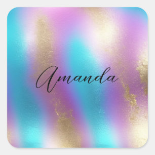 Iridescent Rainbow Glam Square Sticker