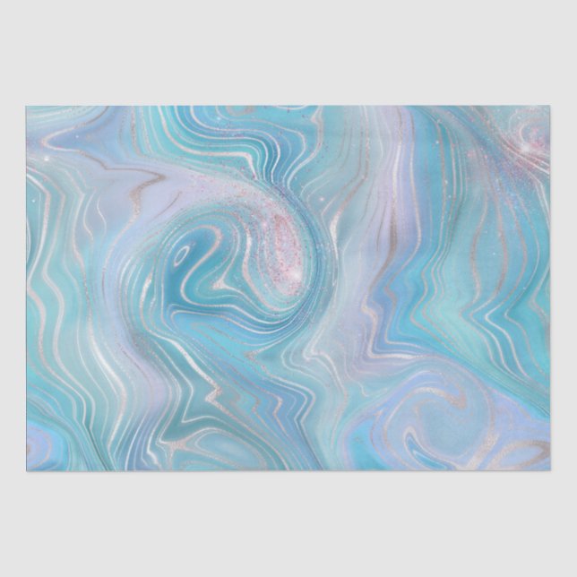Iridescent Rainbow Gradient and Silver Foil Strata Tissue Paper (Front)
