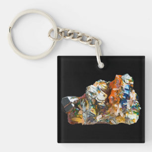 Iridescent Rainbow Hematite Crystal Aura Grounding Key Ring