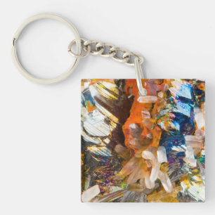 Iridescent Rainbow Hematite Crystal Energy Balance Key Ring