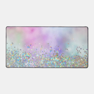 Iridescent Rainbow Holographic Glitter Desk Mat