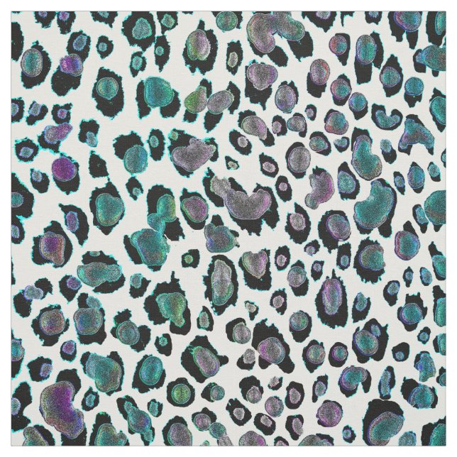 Iridescent Rainbow Leopard Animal Print Fabric (Swatch)