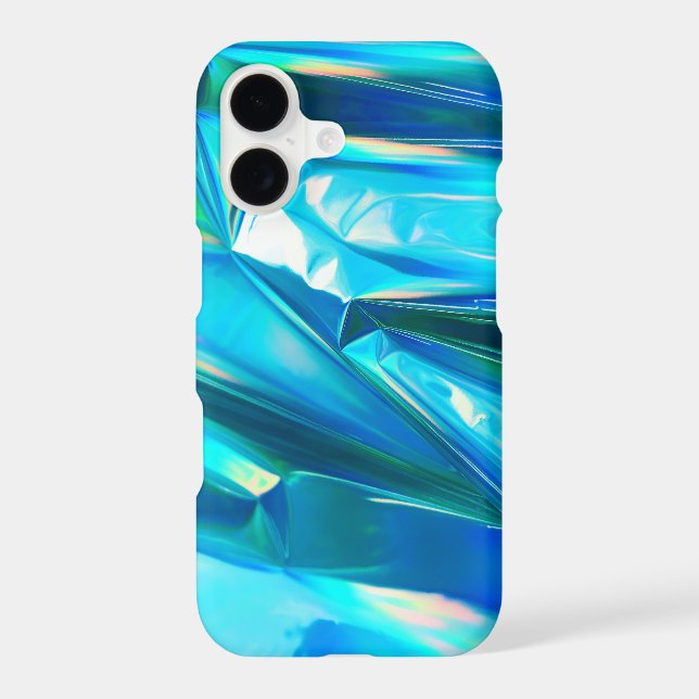 Iridescent Rainbow Metallic Pastel Aqua iPhone Case (Back)