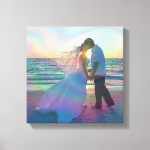 Iridescent Rainbow Overlay Wedding Photo Canvas Print