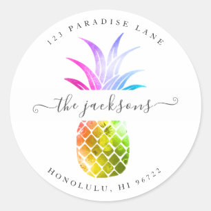 Iridescent Rainbow Pineapple DIY Background Classic Round Sticker