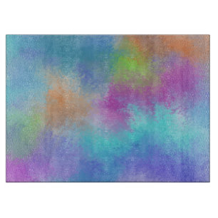Iridescent Rainbow Watercolor Holi Abstraction Cutting Board